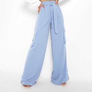 LIGHT BLUE SUMMER  WIDE LEG CARGO PANTS